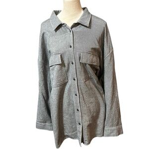 Madewell Gray Long Shirt Jacket w/ Front Pockets